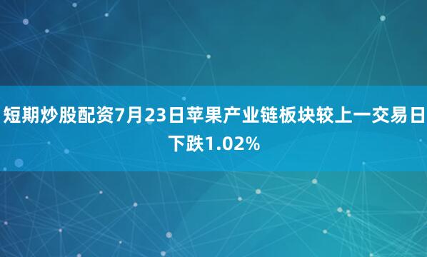 短期炒股配资7月23日苹果产业链板块较上一交易日下跌1.02%